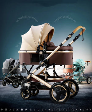3-in-1high landscape baby stroller that can be seated or reclined,one click folding and folding,two-way shock-absorbing handcart NEWFURNITURELOOKS