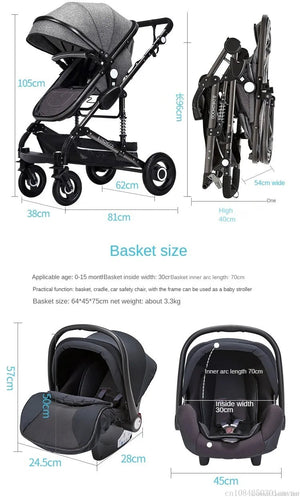 Baby stroller 3 in 1 stroller folding two-sided child four seasons kinderwagen baby carriage  high landscape Newborn Travelling NEWFURNITURELOOKS
