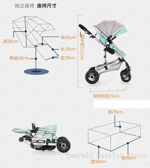 baby stroller 3in1 Luxury High Landscape baby pram portable baby pushchair multifunctional Newborn Carriage double faced NEWFURNITURELOOKS