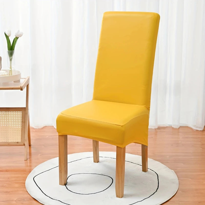 Elastic PU Leather Waterproof Chair Cover Anti-dirty Thickened Hotel Banquet Dining High Back Chair Covers XL Size Seat Cover NEWFURNITURELOOKS