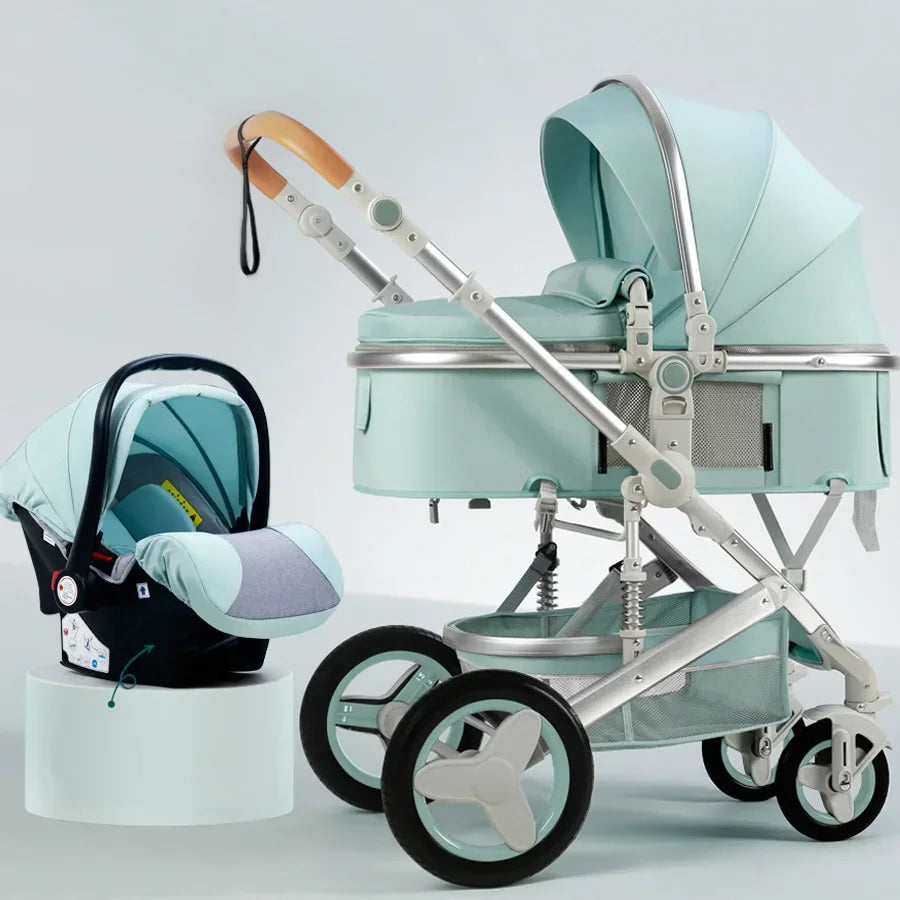 3-in-1high landscape baby stroller that can be seated or reclined,one click folding and folding,two-way shock-absorbing handcart NEWFURNITURELOOKS