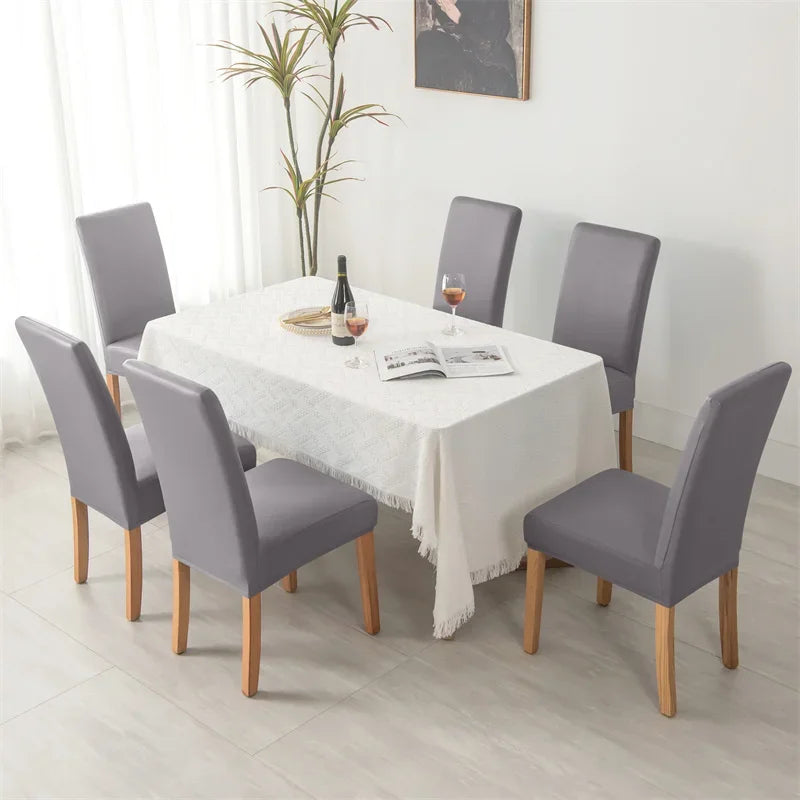 1pc Pu Leather Chair Cover Waterproof Oilproof Dining Chair Case Stretch Solid Color Seat Slipcover for Living Room Kitchen Home NEWFURNITURELOOKS