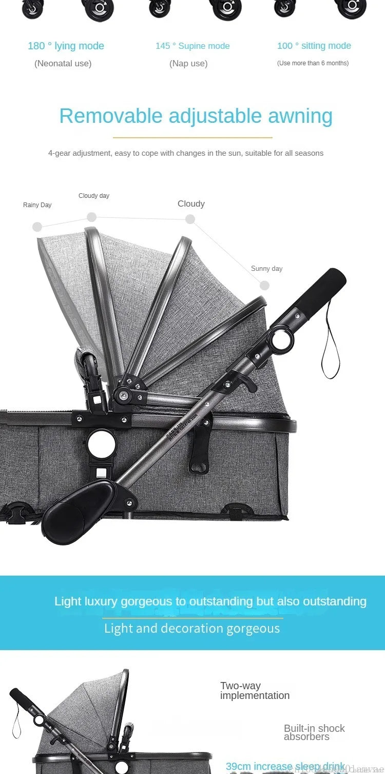 Baby stroller 3 in 1 stroller folding two-sided child four seasons kinderwagen baby carriage  high landscape Newborn Travelling NEWFURNITURELOOKS