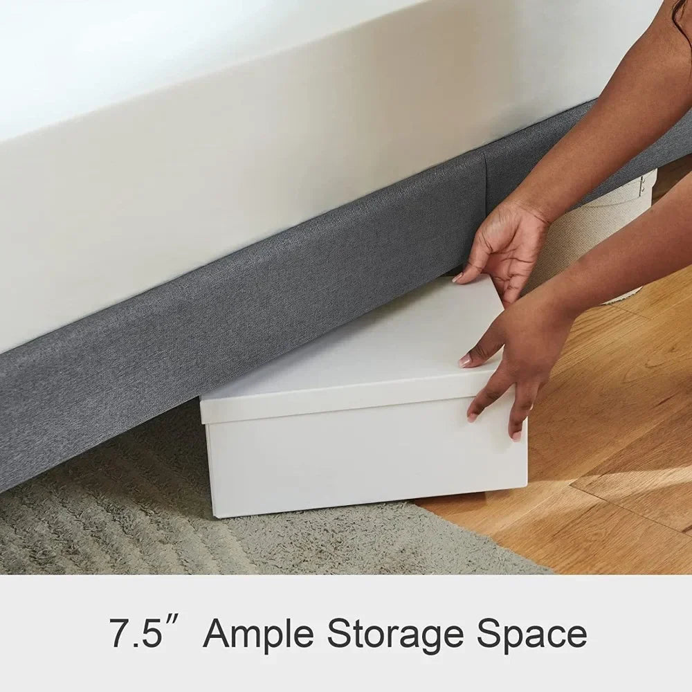 Queen Bed Frame Upholstered Platform With Headboard and Strong Wooden Slats Easy Assembly No Box Spring Needed Light Gray NEWFURNITURELOOKS