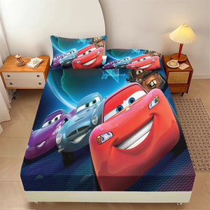 Lightning McQueen 100% Polyester With Pillowcas Bedding Set Fitted Sheet Bed Cover Full 3D Printed Children'S NEWFURNITURELOOKS