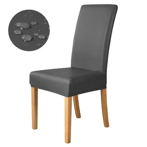 1pc Pu Leather Chair Cover Waterproof Oilproof Dining Chair Case Stretch Solid Color Seat Slipcover for Living Room Kitchen Home NEWFURNITURELOOKS