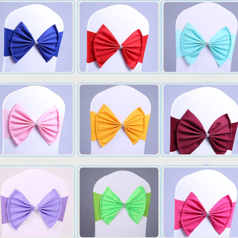 50/30/10pc/Lot Bow Chair Sashes Band For Wedding Party Birthday Banquet Spandex Stretch Blend Chair Bow Tie Band Belt Ties Cover NEWFURNITURELOOKS