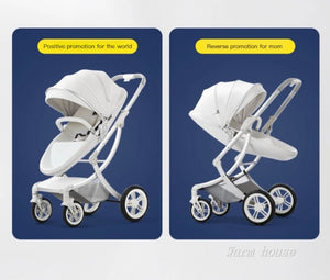New Luxury Baby Stroller 3 In 1,Baby Carriage with Car Seat,Eggshell Newborn Baby Stroller Leather Baby Carriage High Landscape NEWFURNITURELOOKS