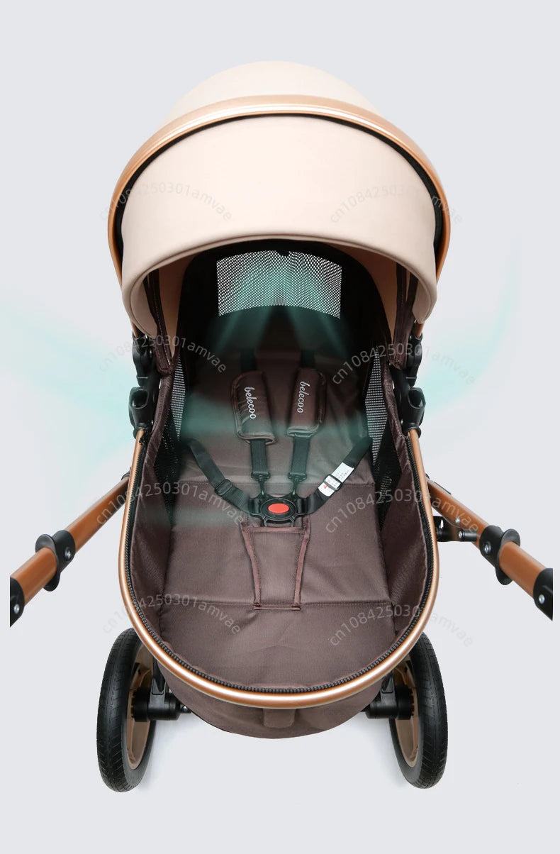 3-in-1high landscape baby stroller that can be seated or reclined,one click folding and folding,two-way shock-absorbing handcart NEWFURNITURELOOKS