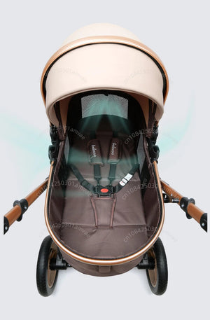 3-in-1high landscape baby stroller that can be seated or reclined,one click folding and folding,two-way shock-absorbing handcart NEWFURNITURELOOKS