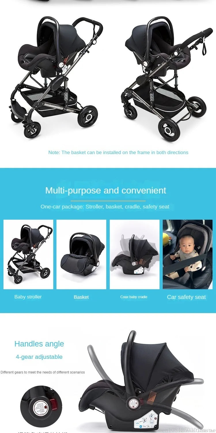 Baby stroller 3 in 1 stroller folding two-sided child four seasons kinderwagen baby carriage  high landscape Newborn Travelling NEWFURNITURELOOKS