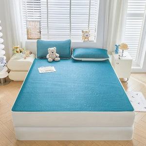 1pc Cool and breathable summer deep blue thin mattress  dormitory apartment special anti slip bottom quilted soft cushion NEWFURNITURELOOKS