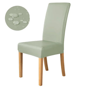1pc Pu Leather Chair Cover Waterproof Oilproof Dining Chair Case Stretch Solid Color Seat Slipcover for Living Room Kitchen Home NEWFURNITURELOOKS