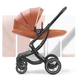 New Luxury Baby Stroller 3 In 1,Baby Carriage with Car Seat,Eggshell Newborn Baby Stroller Leather Baby Carriage High Landscape NEWFURNITURELOOKS