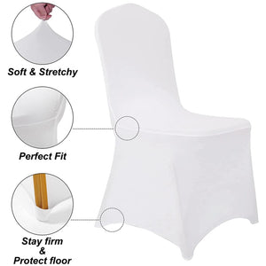 New 10-1PC White Wedding Chair Cover Spandex Stretch Slipcover Restaurant Banquet Hotel Dining Party Universal Chair Cover Decor NEWFURNITURELOOKS