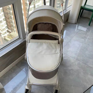 New Luxury Baby Stroller 3 In 1,Baby Carriage with Car Seat,Eggshell Newborn Baby Stroller Leather Baby Carriage High Landscape NEWFURNITURELOOKS