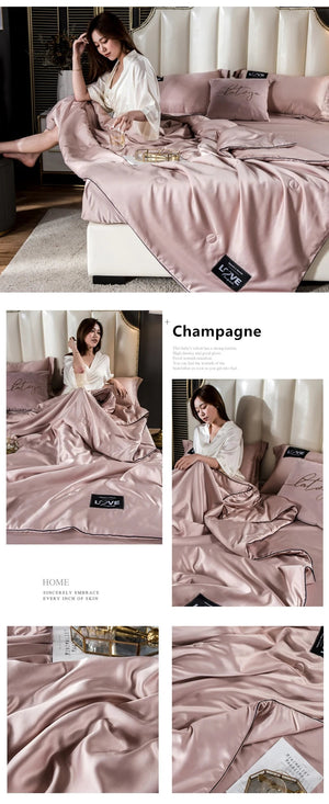 Summer Mulberry Silk Comforter Duvet Insert Luxury Natural Silk Blanket Satin Bedding Quilt Queen Single Double Twin Size Bed NEWFURNITURELOOKS