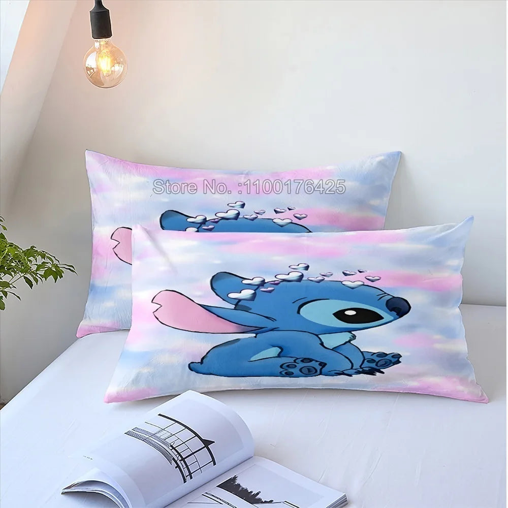 Stitch Bedding Set Queen Quilt Cover Cute Printed Cartoon Adults Polyester Reactive Printing Twill Duvet Cover Bedroom Decor NEWFURNITURELOOKS