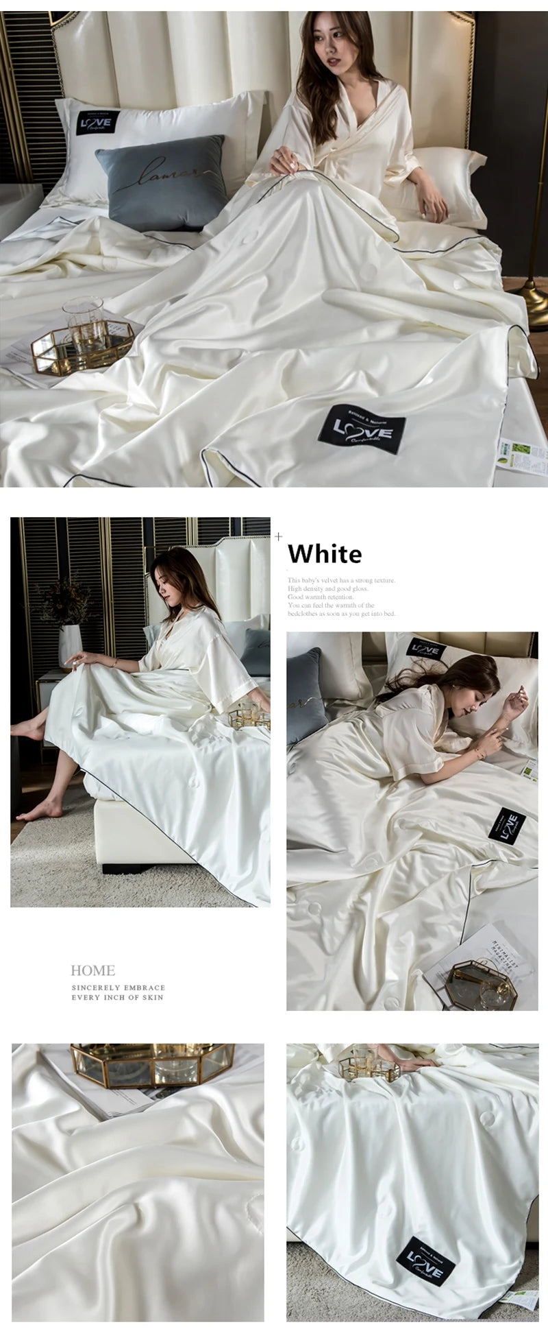 Summer Mulberry Silk Comforter Duvet Insert Luxury Natural Silk Blanket Satin Bedding Quilt Queen Single Double Twin Size Bed NEWFURNITURELOOKS