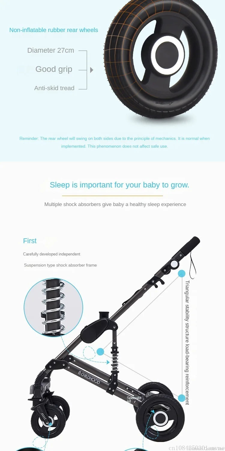 Baby stroller 3 in 1 stroller folding two-sided child four seasons kinderwagen baby carriage  high landscape Newborn Travelling NEWFURNITURELOOKS