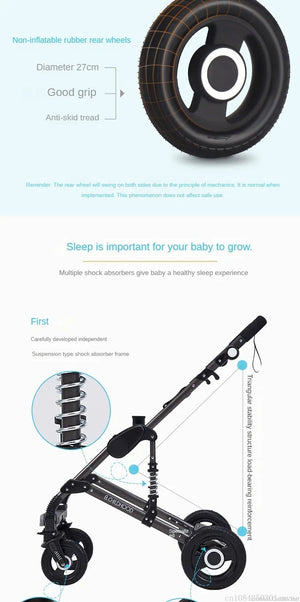 Baby stroller 3 in 1 stroller folding two-sided child four seasons kinderwagen baby carriage  high landscape Newborn Travelling NEWFURNITURELOOKS