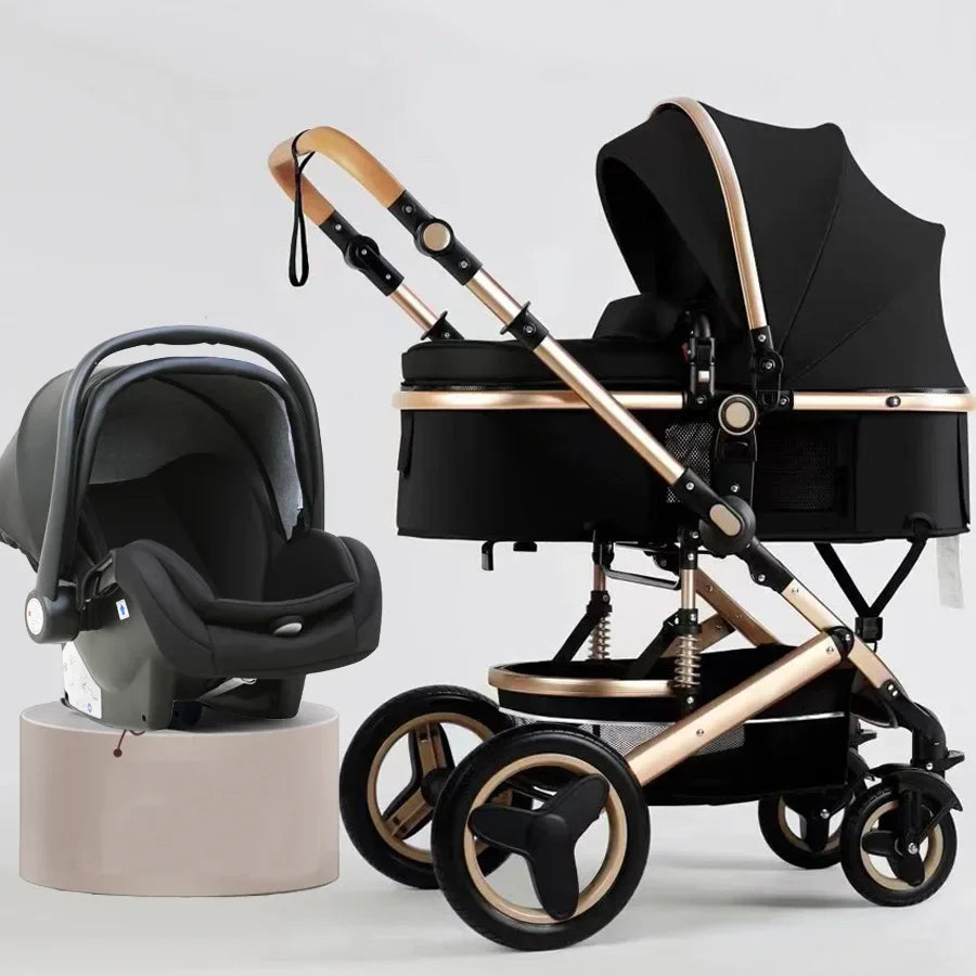 3-in-1high landscape baby stroller that can be seated or reclined,one click folding and folding,two-way shock-absorbing handcart NEWFURNITURELOOKS