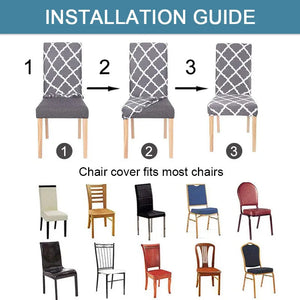 1/2/4/6 PCS Waterproof Jacquard Chair Cover Stretch Dining Chair Slipcover For Kitchen Hotel Wedding Banquet Office Anti Dirty NEWFURNITURELOOKS