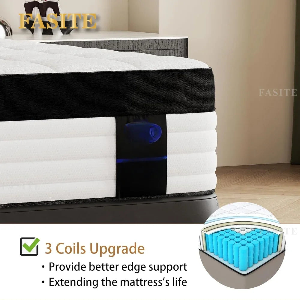 Pressure Relief Matress Medium Firm Mattress With Memory Foam and Pocket Springs Queen Mattress Full Size Bed in NEWFURNITURELOOKS