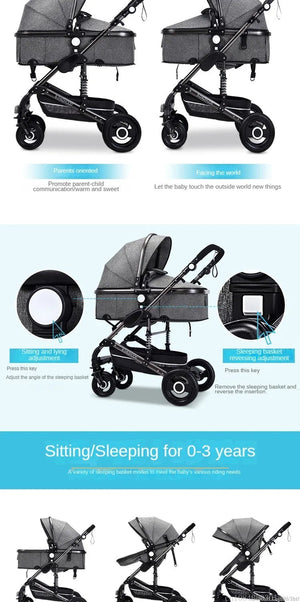 Baby stroller 3 in 1 stroller folding two-sided child four seasons kinderwagen baby carriage  high landscape Newborn Travelling NEWFURNITURELOOKS