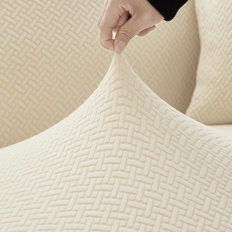 Jacquard Elastic Sofa Cover For Living Room Slipcovers Stretch Polar Fleece Armchair Protector L Shaped Sofa 1/2/3/4 Seater Home NEWFURNITURELOOKS
