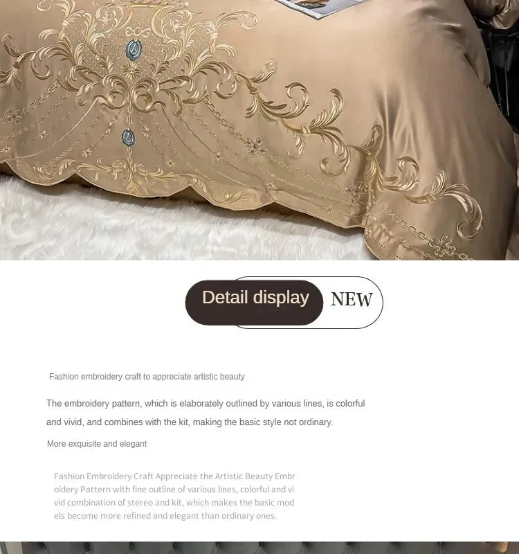 European-Style Bed Sheet Four-Piece Set 100 Cotton High-End Atmospheric Ice Silk Quilt Cover Pure Cotton Bedding NEWFURNITURELOOKS