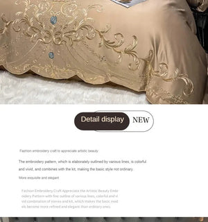 European-Style Bed Sheet Four-Piece Set 100 Cotton High-End Atmospheric Ice Silk Quilt Cover Pure Cotton Bedding NEWFURNITURELOOKS