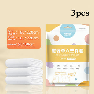 Disposable Bed Sheets Set Towel Hotel Quilt Cover Bedding Dirty Proof Pillowcase Dirty Quilt Cover Portable Travel Essential NEWFURNITURELOOKS