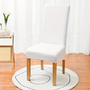 Elastic PU Leather Waterproof Chair Cover Anti-dirty Thickened Hotel Banquet Dining High Back Chair Covers XL Size Seat Cover NEWFURNITURELOOKS