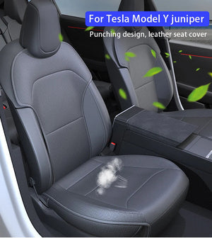 For Tesla Model Y juniper 2025 Leather seat cover seat cushion Breathable comfortable A non stuffy no sweat Car seat cushion NEWFURNITURELOOKS