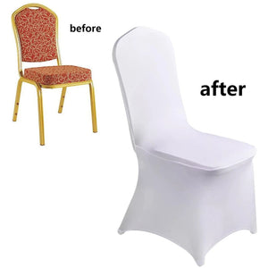 New 10-1PC White Wedding Chair Cover Spandex Stretch Slipcover Restaurant Banquet Hotel Dining Party Universal Chair Cover Decor NEWFURNITURELOOKS