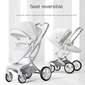New Luxury Baby Stroller 3 In 1,Baby Carriage with Car Seat,Eggshell Newborn Baby Stroller Leather Baby Carriage High Landscape NEWFURNITURELOOKS