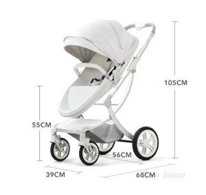 New Luxury Baby Stroller 3 In 1,Baby Carriage with Car Seat,Eggshell Newborn Baby Stroller Leather Baby Carriage High Landscape NEWFURNITURELOOKS