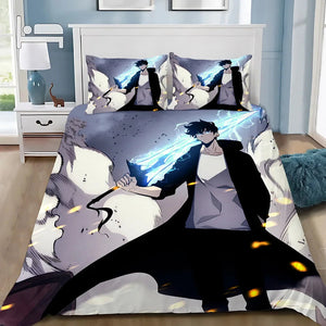 Anime Solo Leveling Duvet Cover Pillowcase Bedding Set Adult Boy Girl Bedroom Decoration Children Gift Single Double Large Size NEWFURNITURELOOKS