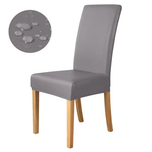 1pc Pu Leather Chair Cover Waterproof Oilproof Dining Chair Case Stretch Solid Color Seat Slipcover for Living Room Kitchen Home NEWFURNITURELOOKS