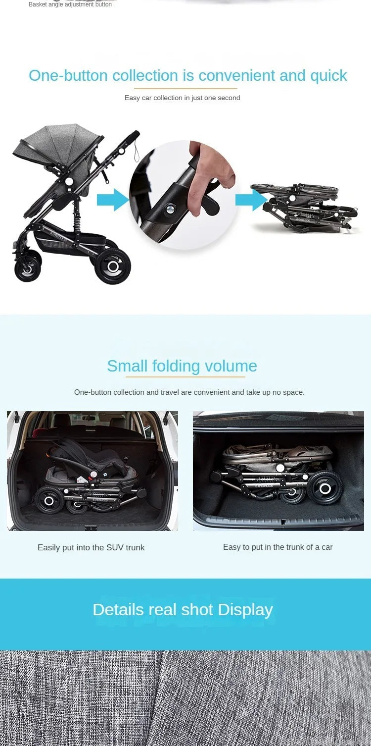 Baby stroller 3 in 1 stroller folding two-sided child four seasons kinderwagen baby carriage  high landscape Newborn Travelling NEWFURNITURELOOKS