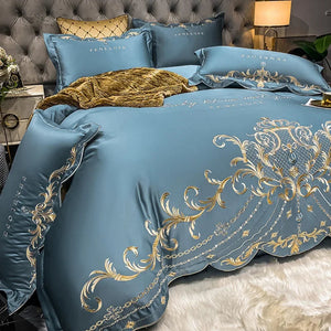 European-Style Bed Sheet Four-Piece Set 100 Cotton High-End Atmospheric Ice Silk Quilt Cover Pure Cotton Bedding NEWFURNITURELOOKS