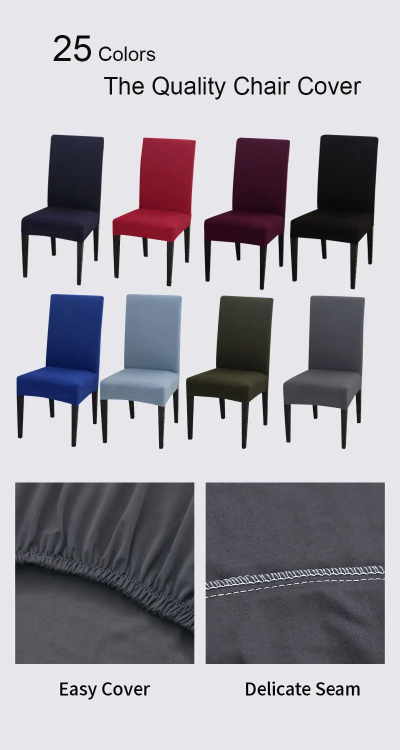 Solid Colors Chair Cover Adjustable dining rooms cover Chair Case Kitchen Seat Banquet  Elastic Flexible Spandex Chair Covers NEWFURNITURELOOKS