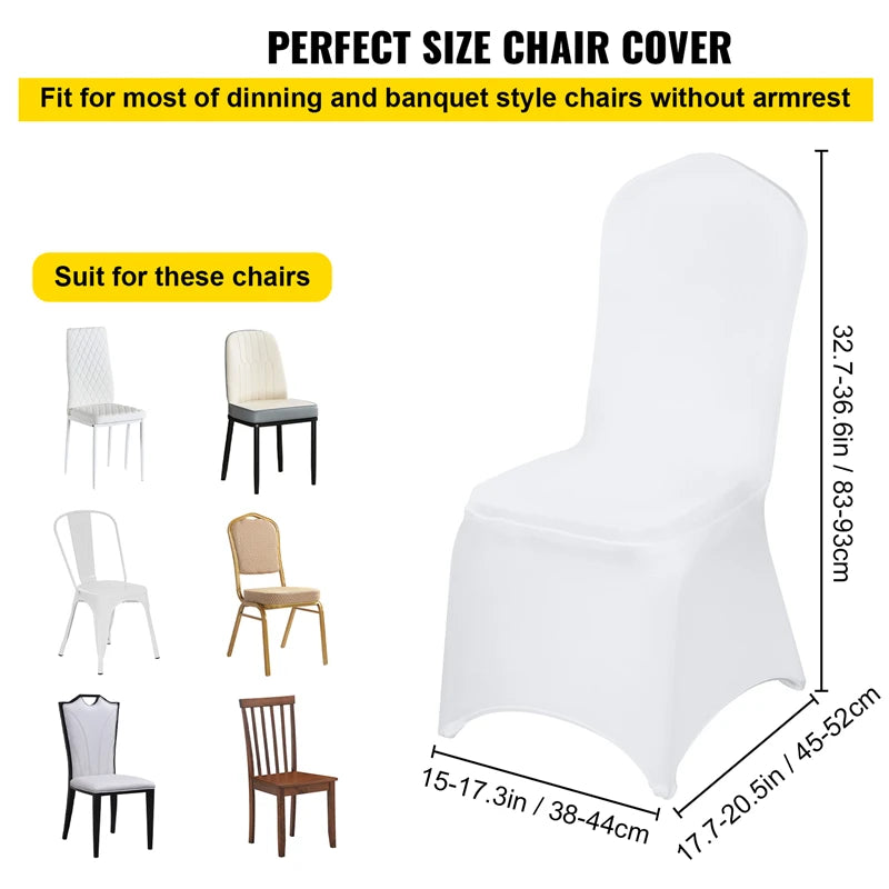New 10-1PC White Wedding Chair Cover Spandex Stretch Slipcover Restaurant Banquet Hotel Dining Party Universal Chair Cover Decor NEWFURNITURELOOKS