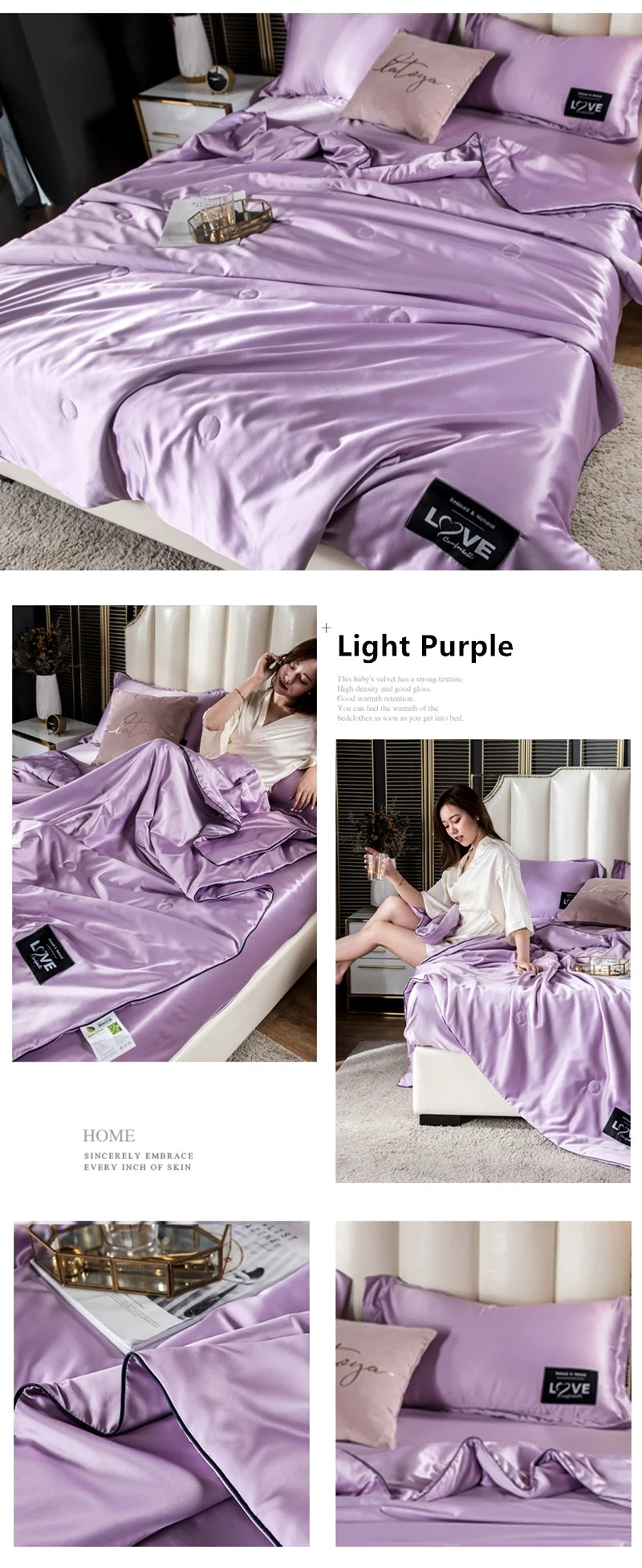 Summer Mulberry Silk Comforter Duvet Insert Luxury Natural Silk Blanket Satin Bedding Quilt Queen Single Double Twin Size Bed NEWFURNITURELOOKS