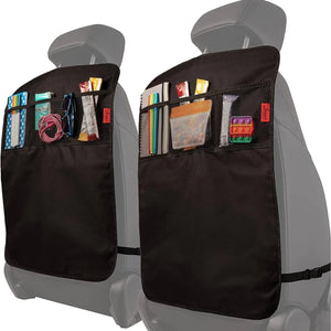 2Pcs Back Seat Cover for Kids + 3 Pocket Storage Organizer, Waterproof Kick Mats Backseat Protector, Car Seat Back Protectors NEWFURNITURELOOKS