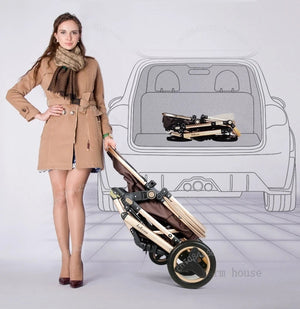 3-in-1high landscape baby stroller that can be seated or reclined,one click folding and folding,two-way shock-absorbing handcart NEWFURNITURELOOKS