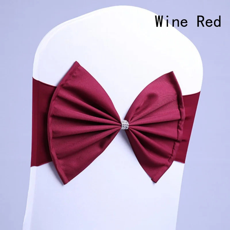 50/30/10pc/Lot Bow Chair Sashes Band For Wedding Party Birthday Banquet Spandex Stretch Blend Chair Bow Tie Band Belt Ties Cover NEWFURNITURELOOKS