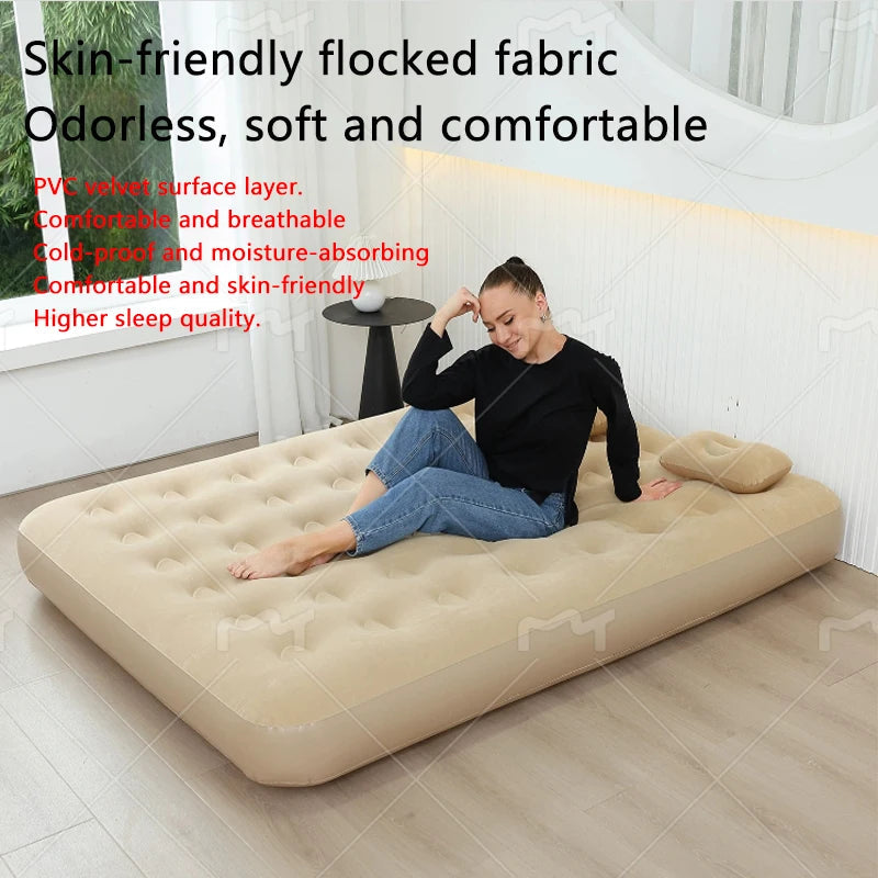 Automatic Air Bed Inflatable Home Inflatable Bed Single Air Mattress Bed Double Lazy Bed Outdoor Portable Air Mattress Bed NEWFURNITURELOOKS