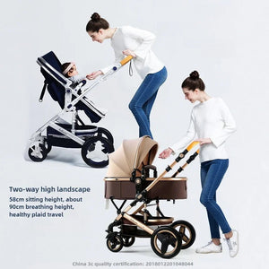 3-in-1high landscape baby stroller that can be seated or reclined,one click folding and folding,two-way shock-absorbing handcart NEWFURNITURELOOKS